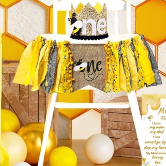 Vibrant Yellow and Black Birthday Decoration Set - Picture 1 of 3